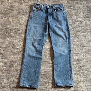 AGOLDE High Rise Straight Leg Jeans in Medium Blue Wash